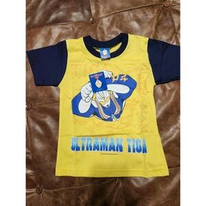 Ultraman Tiga Boys Baseball Style T-shirt NWT Size 6 Yellow & Navy Blue